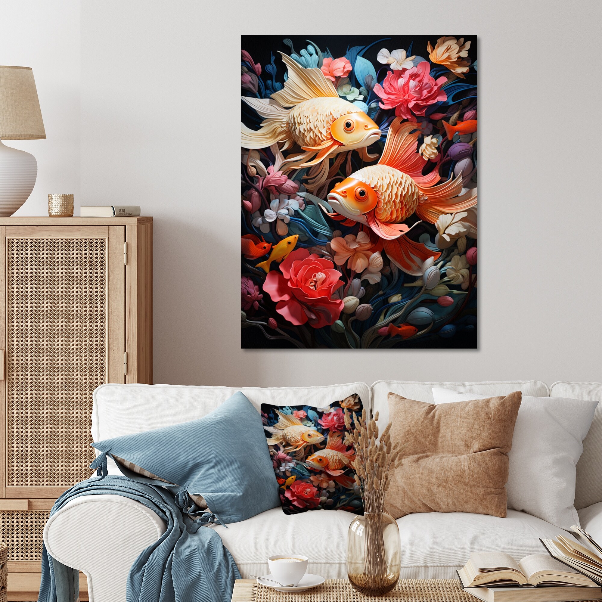discount to buy online Designart Minimalism Fish Collages IV Animal